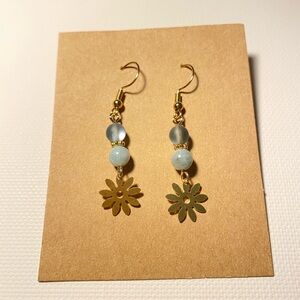 Handmade Stone and Metal Flower Earrings